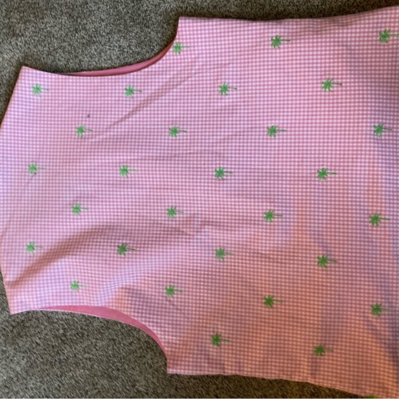 VTG Lilys of Beverely Hills women’s vest sz M pink gingham w palm tree zip front - Picture 5 of 6